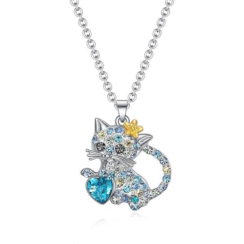 Collier Pendentif Chat En Argent Sterling, Bijou Pour Femmes Et Filles, Idéal Pour Les Adolescentes Amoureuses Des Chats. Chaîne Ajustable.
