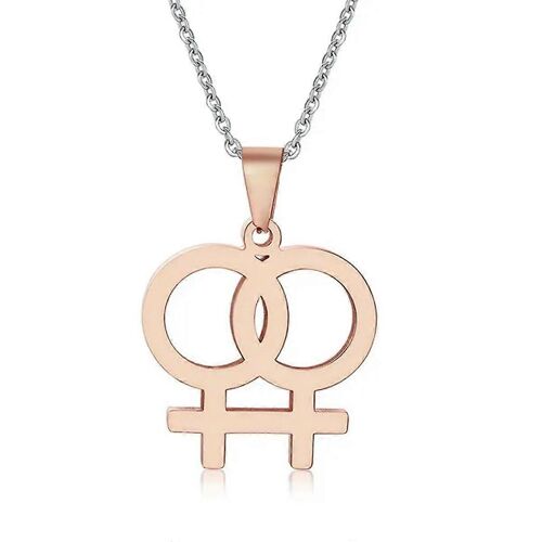 Collier Pendentif Symbole De Vénus Pour Femme, Pendentif Lesbien Lgbt, Acier Inoxydable Doré Et Argenté, Bijou De Mariage