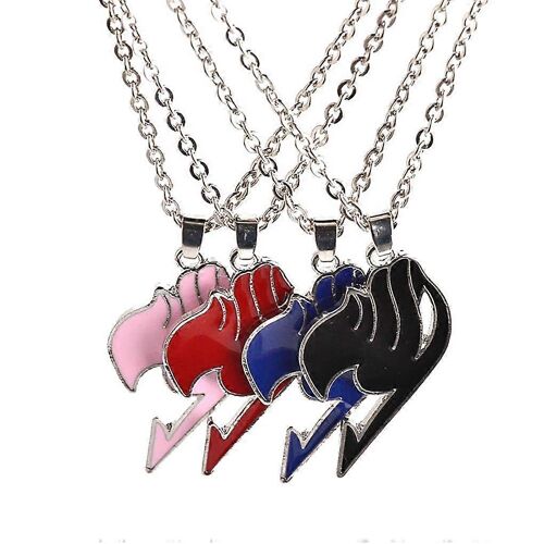 Ensemble De Collier Fairy Tail - Accessoires De Cosplay Anime 4 Pièces Avec Pendentif En Métal, Acier Inoxydable, Sans Pierre Précieuse