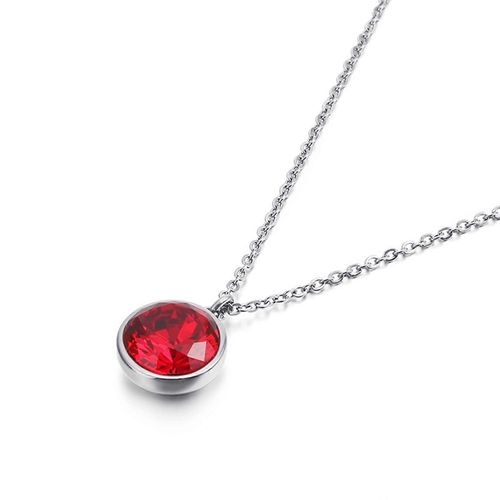 Chaîne En Acier Inoxydable Pour Femme, Chaîne Belcher En Acier Inoxydable De 1,5 Mm Avec Pendentif Rond En Zircone Cubique, Longueur 45 Cm.