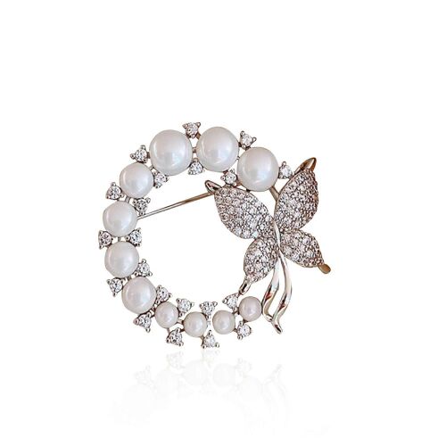 Broche Papillon En Strass - Bijou De Mariage En Perles Et Cristaux