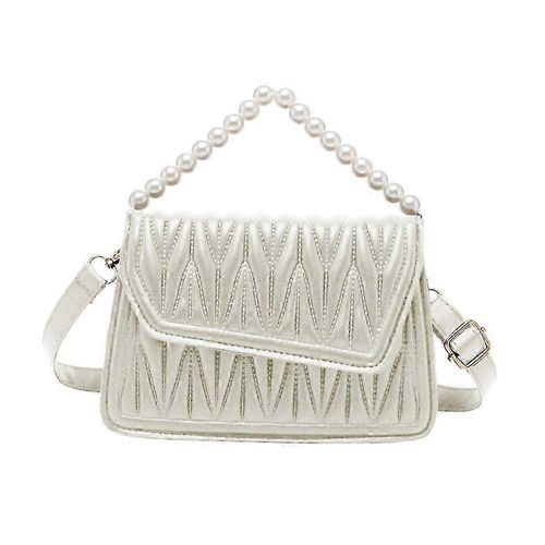 Sac bandoulière femme en cuir PU avec anses en perles et ceinture ajustable.