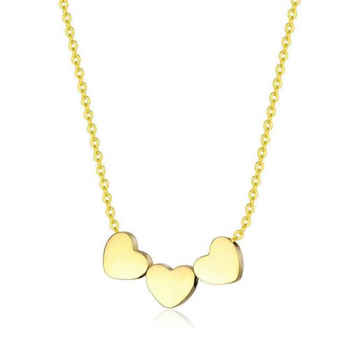Collier Pendentif Tendance Et Mignon En Forme De C?ur, En Acier Inoxydable Doré, Pour Femme