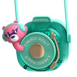 Ventilateur de cou à motif dessin animé, ventilateur portable, ventilateur sans pales, mignon et discret pour les voyages d'été, avec cordon, motif ours. Silencieux.