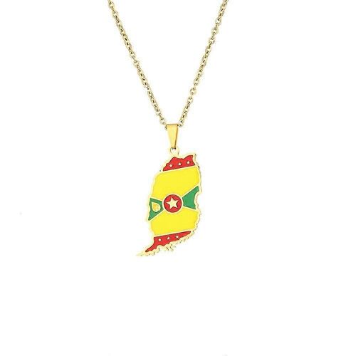 Collier Ethnique Carte De L'île De Grenade, Carte De L'afrique, Cadeau Tendance
