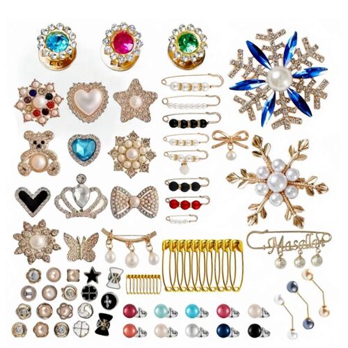 Ensemble De 50/55/58/80/90/94/96 Épingles De Sûreté En Perles Artificielles Et Strass Pour Chaussettes, Pulls Et Foulards
