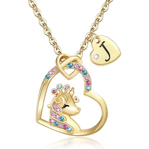 Cadeaux Licorne Pour, Colliers Licorne C?ur Cz Collier Initiale Cadeaux De Pâques Cadeaux D'anniversaire Pour Adolescents Initiale J