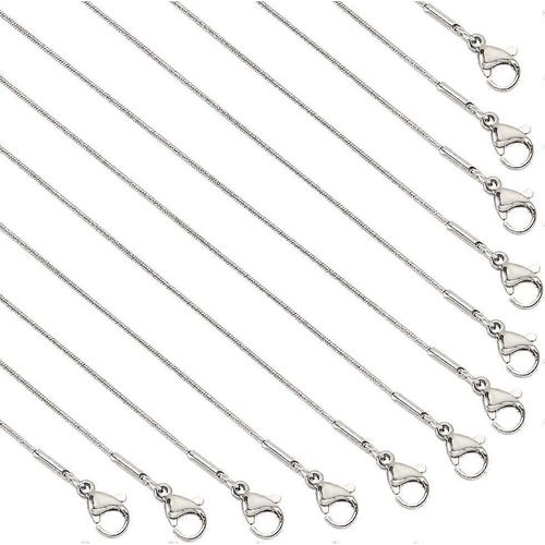 Lot De 12 Chaînes Serpent Pour Hommes Et Femmes, En Acier Inoxydable 304, Plaquées Argent Sous Vide, Pour Pendentifs, Longueur 45 Cm (17,7 Pouces), Épaisseur 0,9 Pouce.