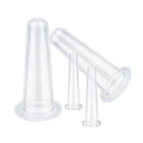 Lot De 4 Mini Ventouses Faciales En Silicone Transparent, Pour Masser Le Visage, La Nuque, Le Dos Et Les Yeux. Utilisation Sûre.