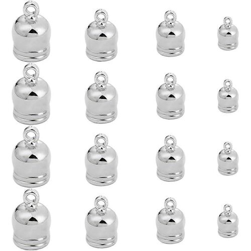 1 Boîte De 48 Embouts De Cordon À Pompons En Cuir Argenté Et Laiton, À Coller, Pour La Fabrication De Bijoux.
