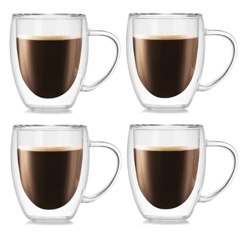 Lot De 4 Tasses À Café Isothermes À Double Paroi Pour Expresso, 35 Cl