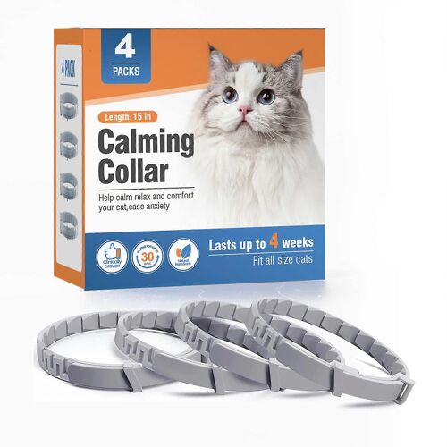 Lot De 4 Colliers Apaisants Pour Chats, Colliers À Phéromones Pour Soulager Efficacement L'anxiété