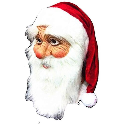 Masque De Père Noël En Latex - Masque Réaliste Intégral En Latex Avec Barbe Blanche Et Bonnet Rouge - Déguisements Pour Halloween, Noël Et Le Nouvel An