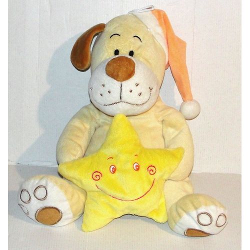 peluche chien jaune coeur soft toy lullaby dog