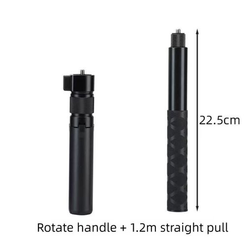 Monopode selfie invisible pour caméra d'action mode Bullet Time (compatible avec Insta360 X3/X4/X5) - Pack : Poignée rotative + Tige de 120 cm