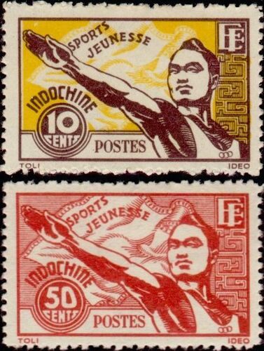 Indochine (Actuel Vietnam), Colonie Française 1944, Beaux Timbres Neufs** Luxe Yvert 284 Et 285, Sports Et Jeunesse.