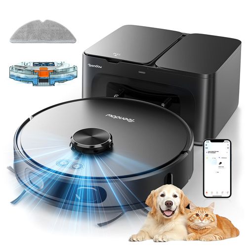 Aspirateur Robot Teendow D65S MAX - Vidange Automatique 70 Jours, Puissance 6000 Pa, Autonomie 220 Min & Station 17 kPa