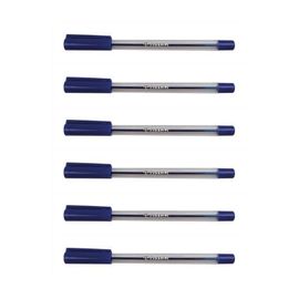 Pergamy Lot De 6 Stylos À Bille Pointe Moyenne Encre Bleue Corps Plastique Cristal Avec Capuchon