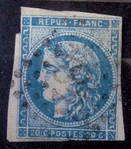 Cérès - Répub Franc - Nd - 20c Bleu Type Ii (Ombre Cou En Traits / Inscr +Petites / Contour Blanc / Report 3) (Joli N° 45c) Obl - Cote 70,00€ - France Année 1870 - Brn83 - N27824