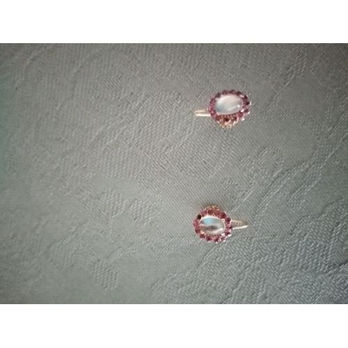 Boucles D'Oreilles Rubis/Pierre De Lune