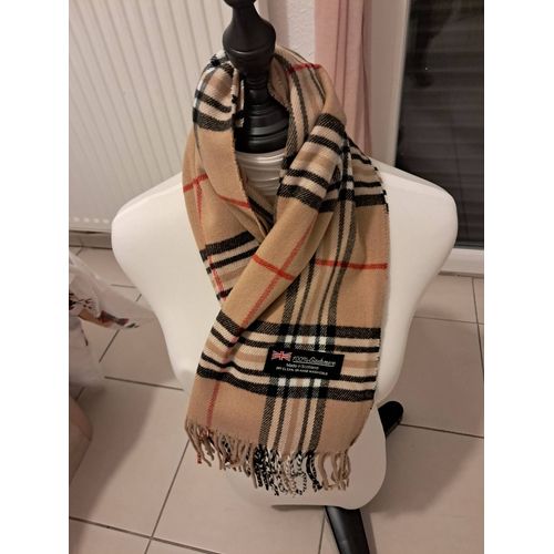 Echarpe Chic Cachemire D'Ecosse Neuve Tartan Beige Camel