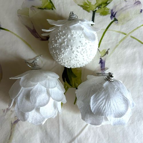 Décorations de Noël - 3 boules incassables de 7 cm blanc argenté - Christmas Natale Navidad Natal