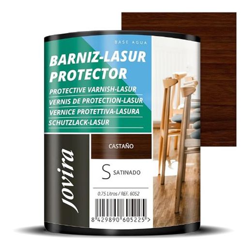 JOVIRA PINTURAS Vernis Lasur Effet Satiné Protector à L'eau. . Elle protège, décore et embellit tous les types de bois. (750 Millilitres, Marron)