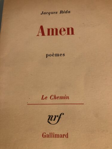 Amen, Poèmes - Jacques Réda - Dédicacé, Numéroté.