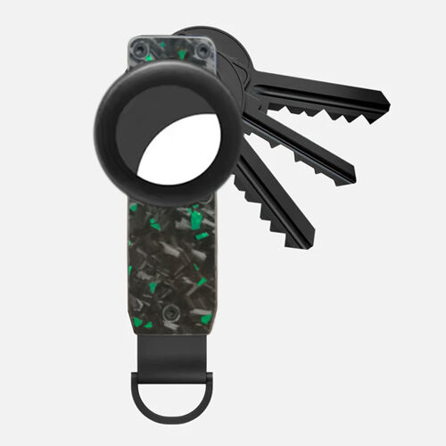 YuLongA_Store Nouveau porte-clés en métal en alliage d'aluminium Air tag clé de rangement porte-clé peut contenir 2-6 clés Carbone vert-Envoyez 2 tournevis (Airtag réservé)