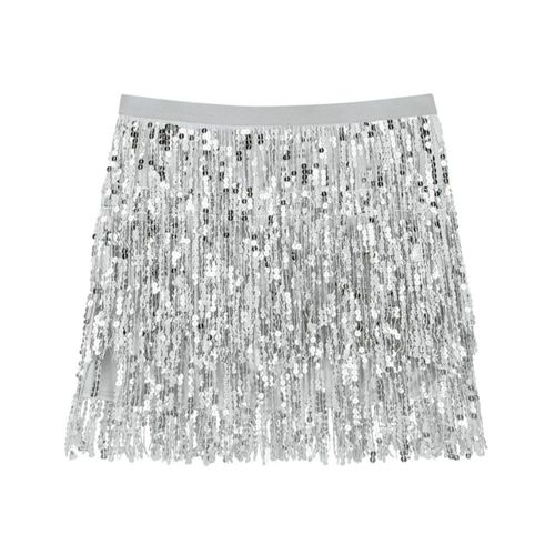Jupe À Franges Festive Sequins Argent Femme