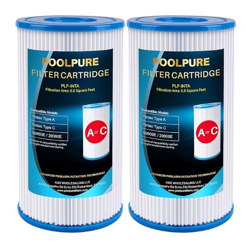 POOLPURE Filtre de Remplacement pour Type A ou C pour piscines Hors Sol Intex 29000E/59900E, Easy Set, Summer Escapes ou Summer Waves Lot de 2