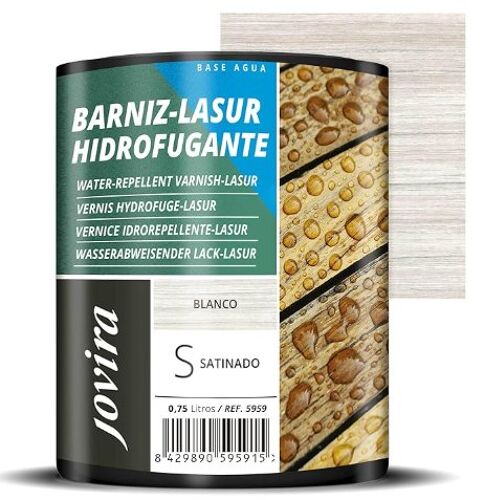Jovira Pinturas Lasure Hydrofugeant Protecteur Imperméable Effet Perlé. Elle Protège, Décore Et Embellit Tous Les Types De Bois. (750 Millilitres, Blanc)