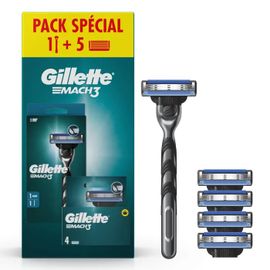 Lot Rasoir Rechargeable Gillette Mach3 H+1 + Lames Gillette Mach3 X4 