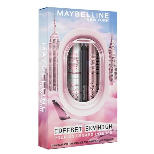 Maybelline New York - Coffret Regard Intense - Liner Crayon Gel + Mascara Very Black + Mascara Top Coat Pailleté - 3 Produits Multicolore