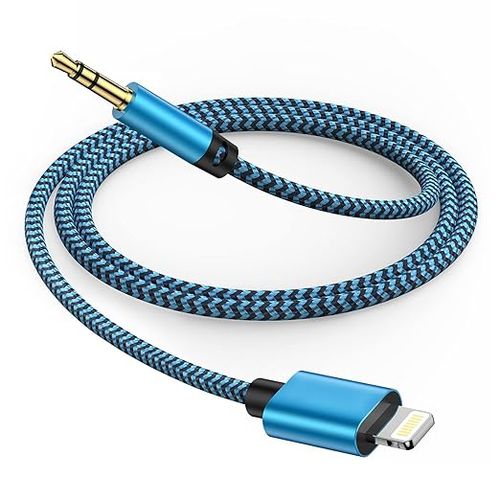 Câble auxiliaire Gaef pour iPhone 1 m [Certifié MFi], adaptateur audio HiFi Lightning vers jack 3,5 mm, câble auxiliaire Lightning en nylon pour iPhone 14/13/12/11 Pro...