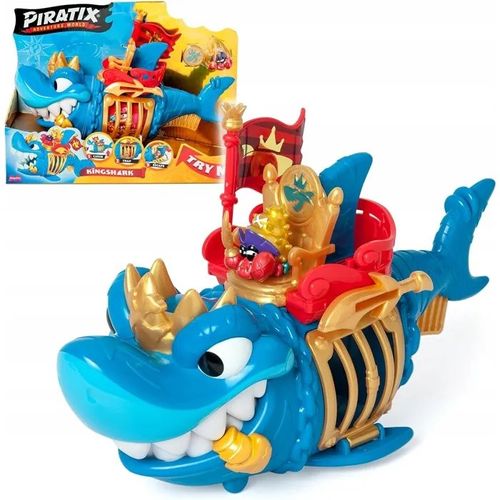 Figurine Roi Requin - Magicbox - Piratix - Trésor d'Or - Capitaine Hermitt Inclus