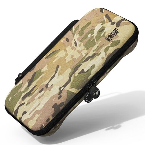 Étui de transport Slim Every Day pour Nintendo Switch 2 SAVAGE RAVEN by Skull & Co. : Coque rigide portable de protection pour console, accessoires et rangement, Multi-camouflage