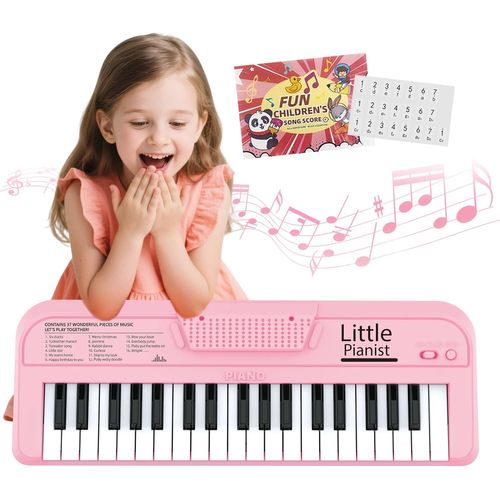 Enfants Piano Clavier Norkbeng 37 Touches Portable Jouets Clavier Jouet Musical Noël Anniversaire Cadeau pour Tout-Petits 3 4 5 6 Ans Filles Garçons Débutant Rose