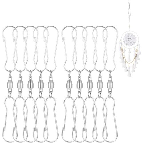 Mevronisshop-Lot De 10 Crochets Rotatifs Pour Moulin À Vent - Accessoires De Spinner - Double Clip Rotatif Pour Suspendre Les Carillons À Vent - Mangeoire À Oiseaux - Pot De Fleurs - En Acier Inoxyda