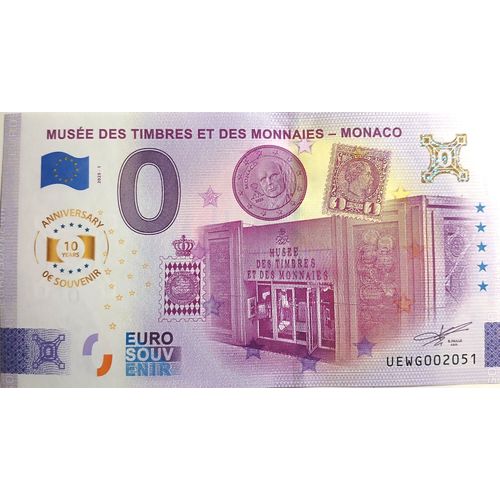 Billet Souvenir 0 Euro Du Musée Des Timbres Et Des Monnaies De Monaco