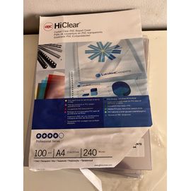 Gbc 2 Lot De 100 Plats De Couverture Hiclear Transparent  Offert Quelques Feuilles En Plus Ce012480