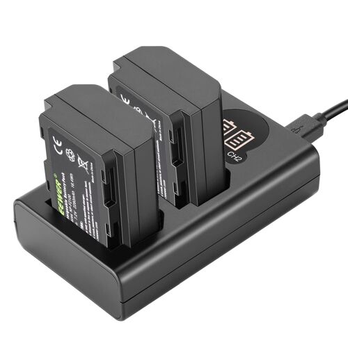 NEEWER NP-FZ100 Kit de Chargeur de Batterie de Remplacement, Compatible avec Sony ZV-E10II A9III A7CII ZV-E1 A7III A7IV FX3 FX30 A6700 A1, 2 Paquets Li-ION 2280mAh, Double Chargeur USB avec Écran LCD