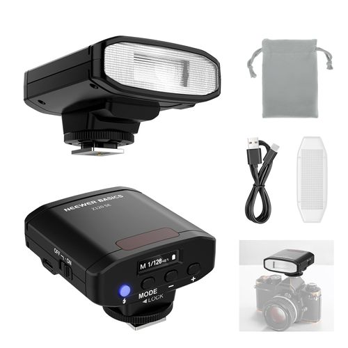 NEEWER Basique 5 600 K Mini appareil photo flash Speedlite GN12, 2000 mAh/500 flashes/0,1-1,8s, recyclable léger, compatible avec Canon Fujifilm Sony Nikon Appareil photo numérique standard pour photo