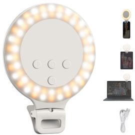 NEEWER Entry Level Version 3.8" Anneau Lumineux Ring Light, 3W Clip sur Téléphone Selfie Éclairage pour iPhone Ordinateur Portable Bureau Ordinateur Webcam Vidéo Conférence, 3 Modes CRI80 600mAh, NR5