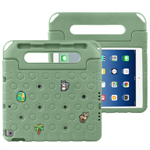 imoshion Coque kidsproof avec poupées amovibles iPad 9 (2021) 10.2 pouces / iPad 8 (2020) 10.2 pouces / iPad 7 (2019) 10.2 pouces Olive Green