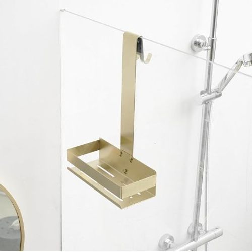 Étagère de douche Kelelife, sans perçage, panier de douche, or brossé, salle de bain, auto-adhésive, étagère de salle de bain en acier inoxydable