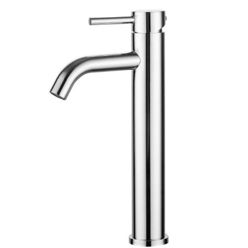 Ibergrif M11203, Robinet de Lavabo, Robinet Mitigeur Lavabo Haut de Salle de Bains avec Bec Haut, Mitigeur avec Raccordement Eau Froide/Chaud, Chromé, Argent