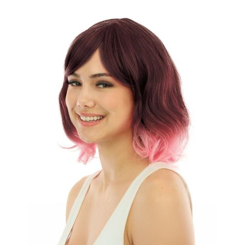 Perruque Mi Longue Tie And Dye Rose Luxe Adulte