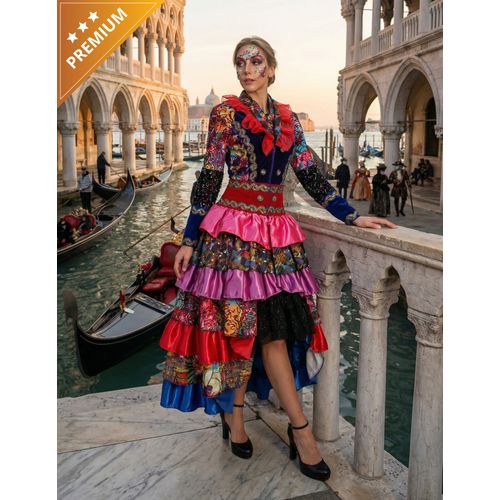 Veste De Carnaval Femme Style Fiesta Carnavale Multicolore Haut De Gamme - Taille: L