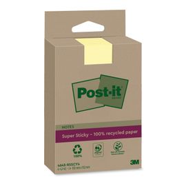 Post-It Lot De 4 Blocs Repositionnable Super Sticky 100% Recyclé Jaune